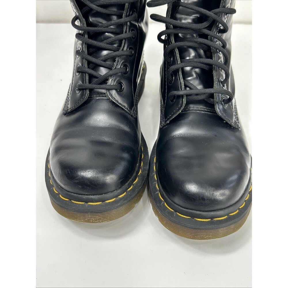 Doc Dr. Martens 11821 Black Leather Combat Boots Shoes Lace Up Women’s Sz 7 - Picture 9 of 13
